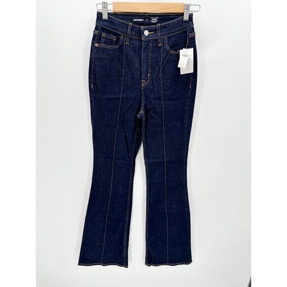 Old Navy Higher High-Rise Flare Dark Wash Blue Denim Jeans Women's Size 0 NWT - Picture 1 of 9